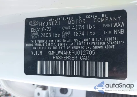 2023 Hyundai Elantra N z USA, uszkodzony, nr VIN KMHLW4AK6PU012705